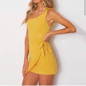 White Fox Boutique Right On Time One Shoulder Mini Dress in White